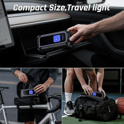 OlarHike Cordless Tire Inflator Portable Air Compressor, Dual Power - 5400 mAh & 12V DC, Air Pump for Car Tires, Bike, Motorcycle, Bicycle, Electric Pump with LED Light & Digital Pressure Gauge