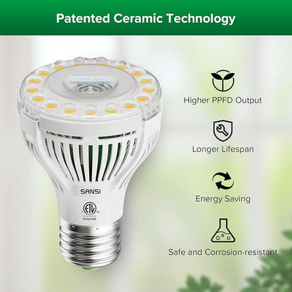 SANSI Grow Lights for Indoor Plants, 4 Head Dimmable Plant Lights for Indoor Growing, 35"-64" Adjustable Tripod LED Grow Light Lamp with Remote Control Auto On/Off Timer 4 Pack of Par20 10W Bulbs