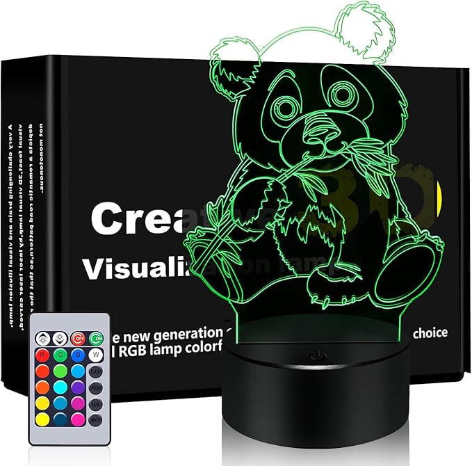 BASSI Panda Gift Panda Lamp for Kids, 16 Colors Changing Remote Control Night Light Panda Toy - Birthday for Boys Girls Age 3 4 5 6 7 8 9 Teenages