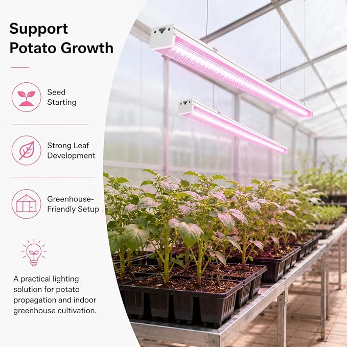 Grow Lights for Indoor Plants Full Spectrum Grow Lights for Seed Starting,4FT Plant Light for Indoor Plants,252W(6x42W 1400W Equivalent) Linkable Design,Greenhouse,Pinkish White,6 Pack