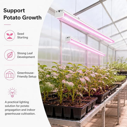 Grow Lights for Indoor Plants Full Spectrum Grow Lights for Seed Starting,4FT Plant Light for Indoor Plants,252W(6x42W 1400W Equivalent) Linkable Design,Greenhouse,Pinkish White,6 Pack