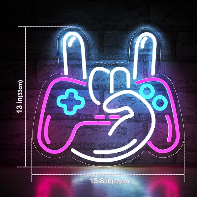 Gamer LED Neon Sign for Wall Decoration Lightness Controllable neon Light for Man cave Decor, Christmas Ornament, Party and Game Room 5v USB Power
