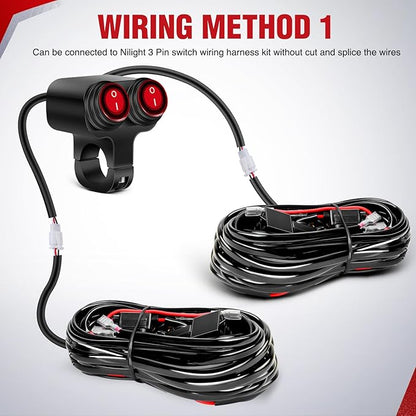 Nilight Motorcycle Handlebar Switch Plug and Play 12V ATV Light Switches Dual Push Button Waterproof ON Off for UTV Driving Lights Fits 22mm Handlebars