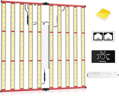 AGLEX 1000W LED Grow Lights, Full Spectrum Grow Light with UV IR, Daisy Chain Plant Bar Style Grow Light Foldable & Dimmable for Indoor Growing Commercial Hydroponic Growing Lamp 6x6ft Core Coverage