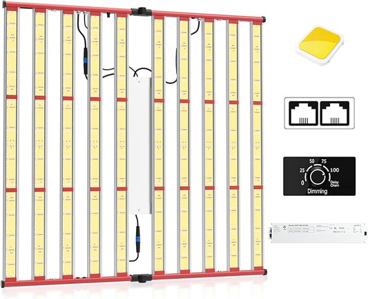 AGLEX 1000W LED Grow Lights, Full Spectrum Grow Light with UV IR, Daisy Chain Plant Bar Style Grow Light Foldable & Dimmable for Indoor Growing Commercial Hydroponic Growing Lamp 6x6ft Core Coverage