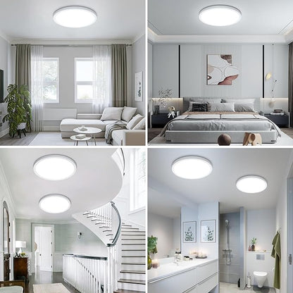 SunRider 6-Pack LED Flush Mount Ceiling Light Fixture, 5000K Daylight White, 2400LM, 12 Inch 24W Indoor Flat Panel Lamp, 240W Equiv., Non-Dimmable