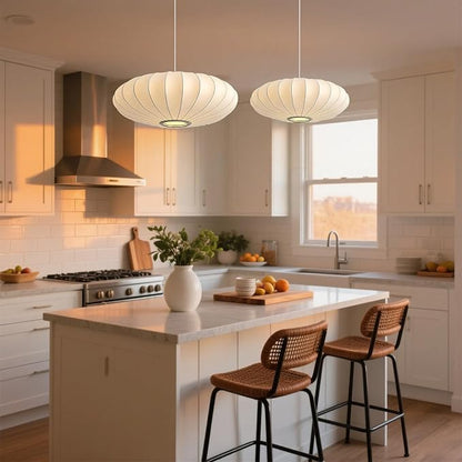 23.6in Lantern Pendant Light, 3-Light Imitation Silk White Bubble Pendant Lighting Fixture, Hanging Lamp Simple Chandelier for Living Dinning Room Kitchen Island Bedroom Restaurant Cafe