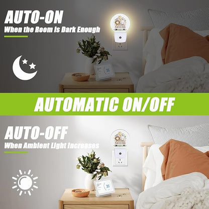 Safari Animals Night Light,Cute Lion Elephant and Giraffe Night Lights Plug into Wall for Kitchens Toilets Bedroom Decorative Half Round Nightlight Led Lamp 0.5W Sleep Friendly