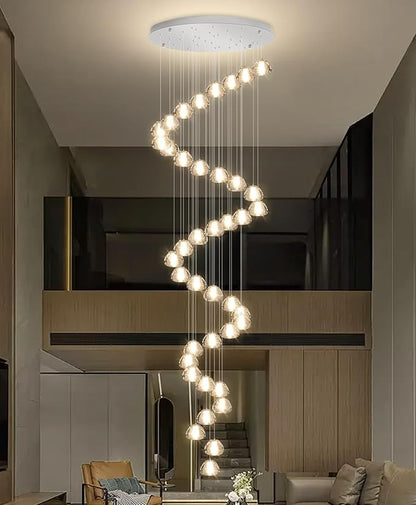 236'' Long Large Crystal Chandeliers LED Chandeliers for High Ceiling Handing Light Fixture for Entrance Hallway Foyer Staircase Lobby Silver