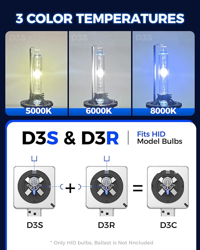 Marsauto D3S HID Bulbs, 8000K Cold White Xenon Bulb, 66340 42403 42302 for HID Replace, Plug and Play, Pack of 2