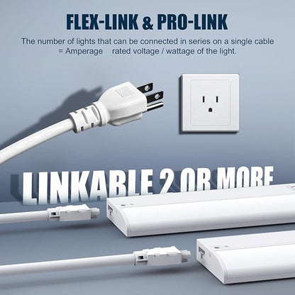 30 Inch LED Under Cabinet Light, Plug in Kitchen Lighting, 3CCT Selectable (3000K/4000K/5000K), CRI94 High Color Accuracy, Linkable, Slim Design Dimmable, Matte White