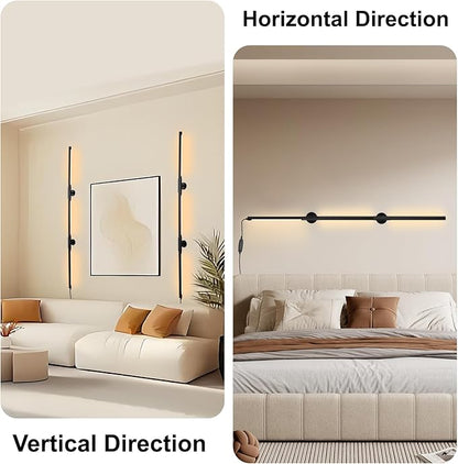 53.2 Inch Wall Lights, 360°Rotatable Wall Sconce, 3 Color Temperatures, Plug-in Dimmable Wall lamp for Bedroom, Living Room（1 Pack）