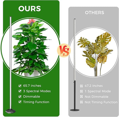 2PCS Grow Lights for Indoor Plants with Timer, 384 LEDs 42W Vertical Full Spectrum Grow Light 65 Inch Standing Grow Lights 3 Light Modes 5-Level Dimmable Wide Coverage