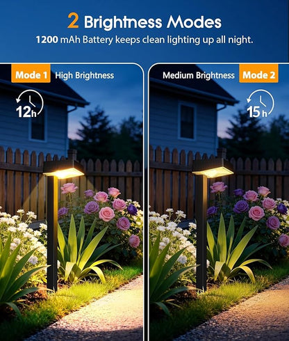 ELECLINK Solar Pathway Lights Outdoor, 12 Pack Garden Lights Solar Powered Path Lights with Bigger LED Lens, 2 Light Modes Waterproof Outdoor Solar Light for Yard Driveway Walkway Landscape Patio Lawn