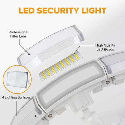 LUTEC 75W 8000 Lumen Floods Light Outdoor, Switch Controlled LED Security Lights with 3 Adjustable Heads, 5000K Daylight, IP65 Waterproof Exterior Flood Light for Garage, Yard, Patio (White) - 2 Pack