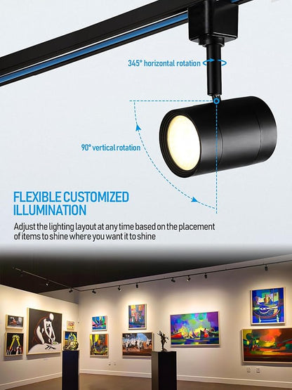 LEONLITE Studio Series 8.5W LED H Track Lighting Heads, ETL Listed, Dimmable Retail Track Light Heads for Store Shop Cafe, 600LM, CRI90, H Track Lighting, 2700K Soft White, Matte Black, Pack of 4