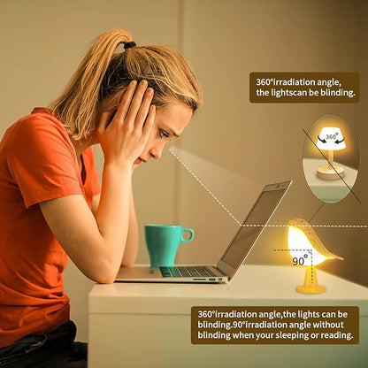 Small Cordless Bedside Lamp, Bird Lamp Touch Sensor, Night Light for Kids with Touch Dimmer,3 Level Brightness Nightstand Lamps, Rechargered Desk Lamp for Bedroom, Office, College Dorm Room