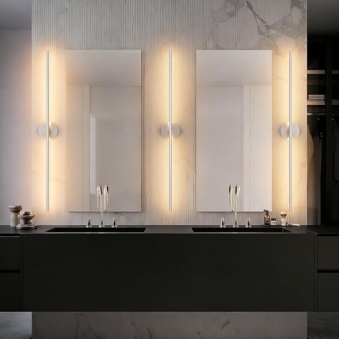 40In Sand Nickel Wall Sconces Set of Two Hardwired Linear Bathroom Sconce 360° Rotate Modern Vanity Light Bar 3000K for Bedroom Bathroom