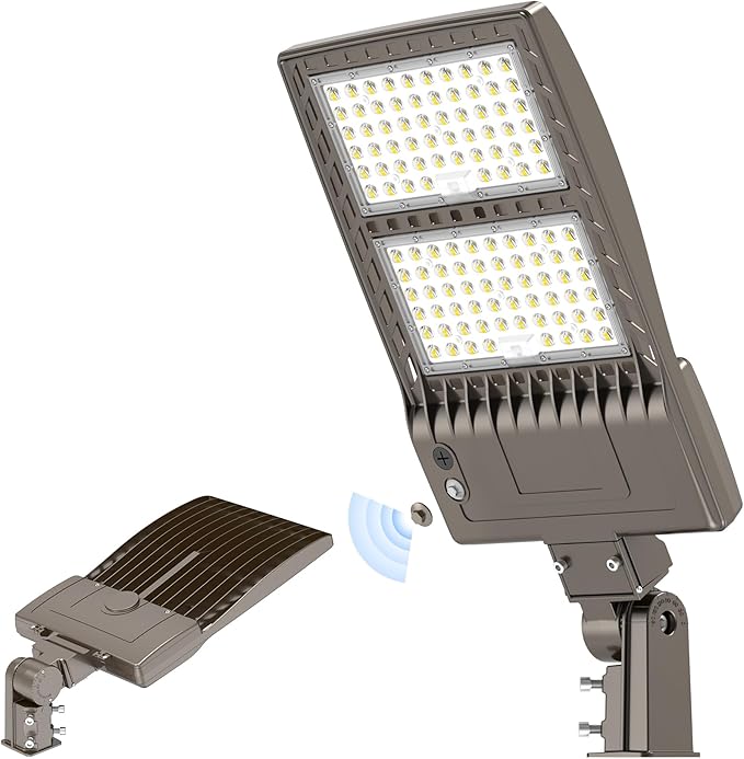 KUKUPPO 400W LED Parking Lot Light Power Adjustable, Dusk to Dawn LED Shoebox Flood Pole Light Outdoor Parking Lighting with Slip Fit 60,000LM 5000K IP65 Waterproof 100-277V UL Listed