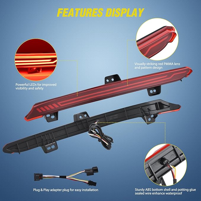Nilight Rear Bumper Tail Light Compatible with 2018 2019 2020 2021 2022 Honda Accord 10th Red Lens LED Reflector Rear Bumper Lamps Brake Turn Signal Sequential Flashing Driving Taillights Replacement