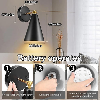 Battery Operated Wall Sconce, Wireless Wall Lights Set of 2, 13 RGB Colors Dimmable Battery Powered Wall Lamp Fixture with Remote Control, Memory Function, Auto Timer for Bedroom, Living Room, Hallway