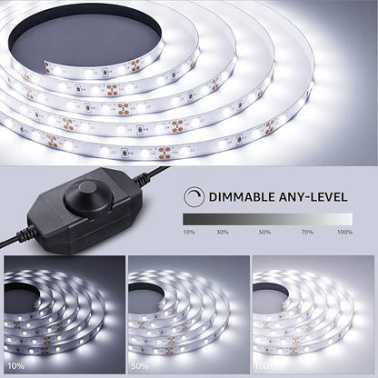 Lepro LED Strip Light White, 16.4ft Dimmable Vanity Lights, 6000K Super Bright LED Tape Lights, 300 LEDs 2835, Strong 3M Adhesive, Suitable for Home, Kitchen, Under Cabinet, Bedroom, Daylight White