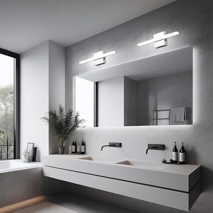 Combuh Modern Bathroom Vanity Light Fixtures Above Mirror Soft Shadow Free Lighting, 16 Inch 9W 3CCT Dimmable Small Space Sink Lamp Bars Restroom Wall LED Lámparas para Baños Sobre Espejo Chrome