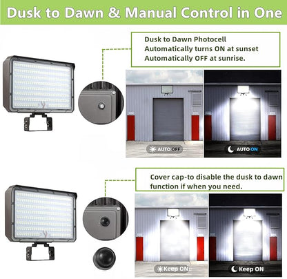 Dusk to Dawn Outdoor 150W LED Flood Light, 21000LM 1000W Equivalent, 100-277V 5000K Daylight, ETL Commercial LED Flood Light Fixture, Outdoor Security Lighting for Landscape,Parking Lot