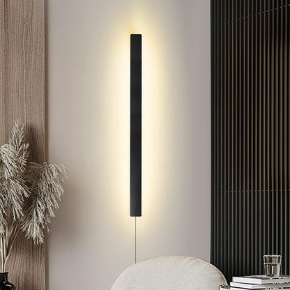 KELUOLY Modern Plug in Long Wall Sconce, 39" Black Matte LED Wall Lights, 20W Warm White 3000K Acrylic Indoor Wall lamp, with 59" Plug Cable for Bedroom, Living Room, Hallway