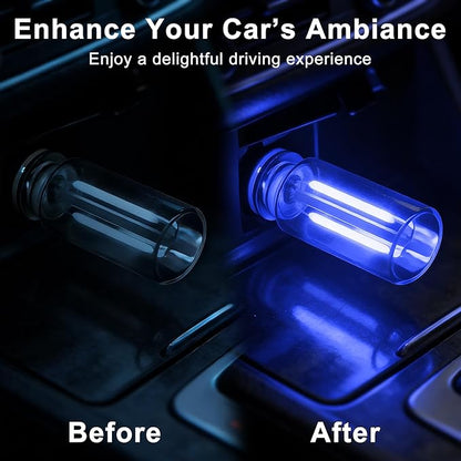 2 Packs USB Light for Car, Touch Dimmable Car Interior Ambient Lights - Portable Mini USB LED Light Bulb, Retro Glass Bottle Night Light for Vehicle, Bedroom, Hallway, Camping (Blue)