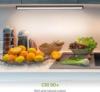 ASD Swivel LED Under Cabinet Lighting Plug in or Hardwired 32 Inch, Dimmable Under Cabinet Lights with High/Low/Off Switch, 3CCT 2700K-4000K, Linkable Under Counter Lights for Kitchen, Bronze, ETL
