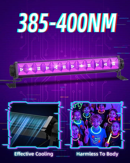 40W Black Light Bar, LED Blacklight with 6FT Cord & Switch, Black Lights for Glow Party, Halloween, Birthday, Body Paint, Bedroom, Classroom, Light Up Large Space, 6 Pack