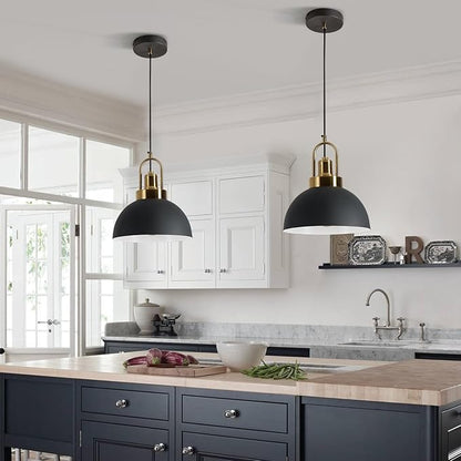 Vintage Industrial Pendant Light, Black and White 9.84 "Dome, Chandelier.78.74" line - Perfect for Kitchen Islands, Dining Rooms, hallways