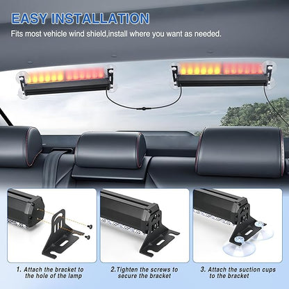 Nilight 24LED Emergency Strobe Traffic Advisor Light Bar 2 in 1 Amber Red Dash Warning Safety Flashing Lights Front/Rear Windshield Construction Lights for Trucks Cars Plow Police Firefighter Vehicles