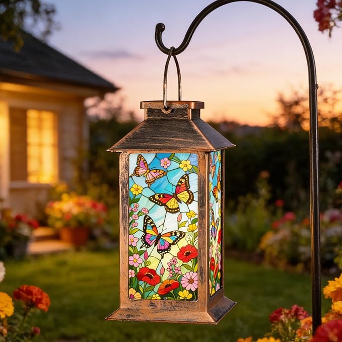 Butterfly Solar Lanterns Outdoor Waterproof Garden Decor,Hanging Solar Lights Bird Decorative,Mothers Day Gifts for Women Mom Birthday Gifts Ideas for Yard Patio Lawn Tabletop Landscape Walkway