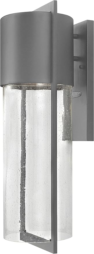 Hinkley Shelter 1325HE Large Outdoor Wall Mount Lantern - Minimalist Style, Dark Sky-Compliant, Solid Aluminum/Clear Seedy Glass - Hematite