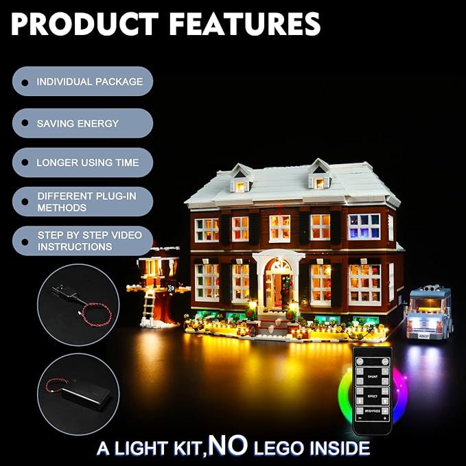 BrickBling LED Light Compatible with Lego Home Alone 21330 Building, Remote Control Lighting Kit Compatible with Lego 21330-No Model Included