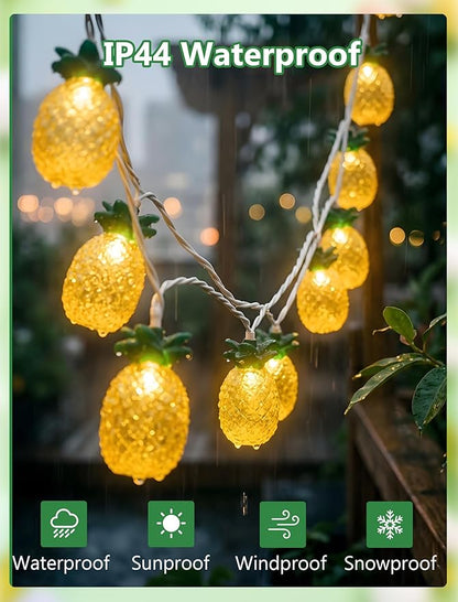 GOOTHY Pineapple String Lights, 8.5Ft Tropical Beach Themed Party Decorations Patio String Lights with 10 Pineapple Lights for Outdoor Home Summer Party Camping Bars Hawaiian Theme Wedding Decor