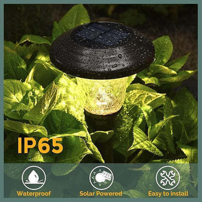 GIGALUMI 8 Pack Solar Pathway Lights, Solar Garden Lights Outdoor Warm White, Waterproof Led Path Lights for Yard, Patio, Landscape, Walkway (Brown)