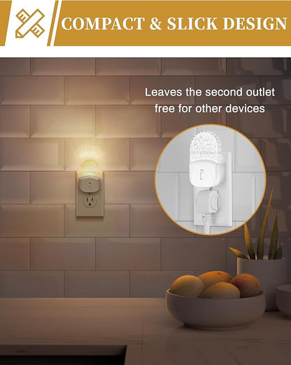 DORESshop LED Night Light, Baby Night Lights [2 Pack], Plug in Night Light with Auto Dusk to Dawn Sensor, Adjustable Brightness NightLight for Kids, Bathroom, Bedroom, Nursery Room, Soft White 3000k