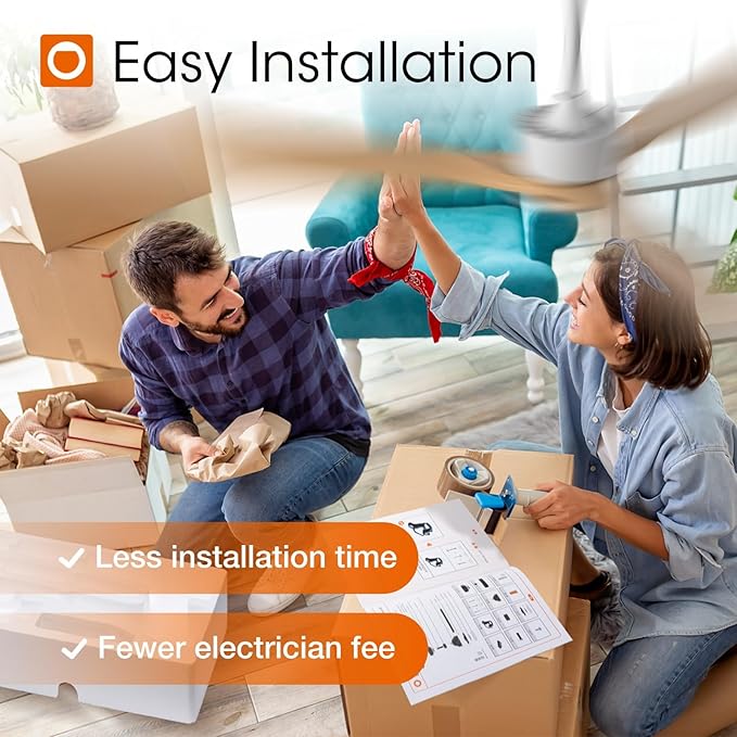 addlon 2 Pack 52 inch Ceiling Fan No Light, White Ceiling Fans with Remote Control, Reversible, 3 Wood Blades, 6 Speeds, Noiseless, Wood Ceiling Fan without Light for Indoor/Outdoor Use