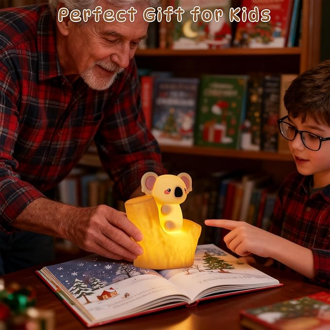 Night Light for Kids, Cute Koala Silicone Night Light, Bedside Lamp with 30/60min Timer, Touch Control Dimmable Lamp, LED 7 Colors Rechargeable Lamp for Toddler Boys Girls Room Christmas Decor (Koala)