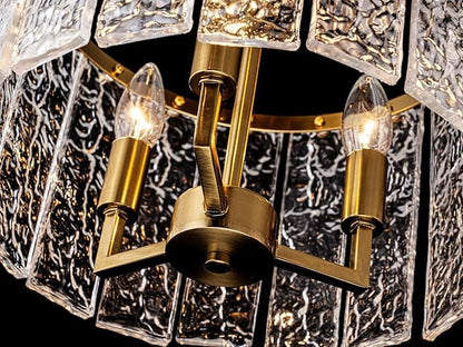 LumFurn 3-Light Modern Ceiling Light for Living Room, Bedroom, Foyer, Kitchen, Close to Ceiling Semi-Flushmount Light Fixture, D12.6 x H14.6, Handmade Glass Shade & Gold Finish Frame