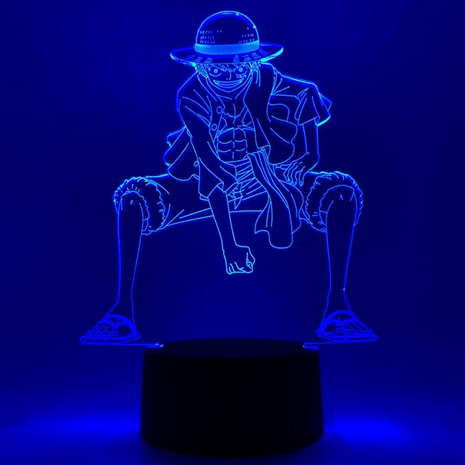 Otaku Lamps Luffy One Piece – Anime Lamp Figure Night Light, 16 Color RGB LED – 3D Anime Room Décor Gift for Otaku