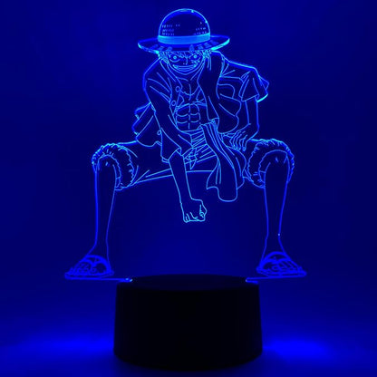 Otaku Lamps Luffy One Piece – Anime Lamp Figure Night Light, 16 Color RGB LED – 3D Anime Room Décor Gift for Otaku