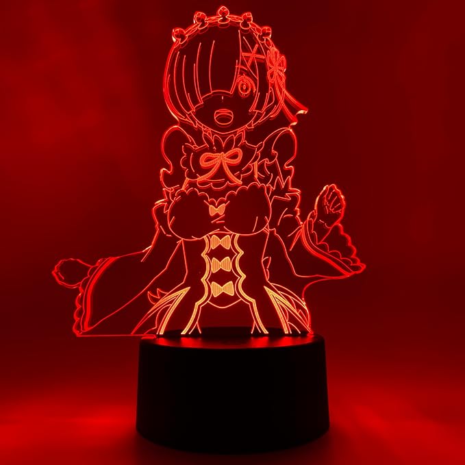 Otaku Lamps Rem - Re:Zero (Starting Life in Another World) – Anime Night Light, 16 Color RGB LED – Gift for Otaku