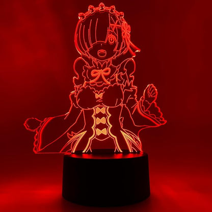 Otaku Lamps Rem - Re:Zero (Starting Life in Another World) – Anime Night Light, 16 Color RGB LED – Gift for Otaku