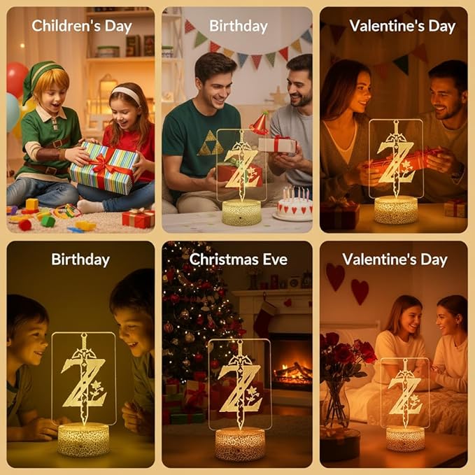 3D Night Light, 16 Color Changing Cartoon USB Desk Lamp, Crest of Hyrule Illusion Lighting with Remote Control for Home Decor Gift for Kids. (1)