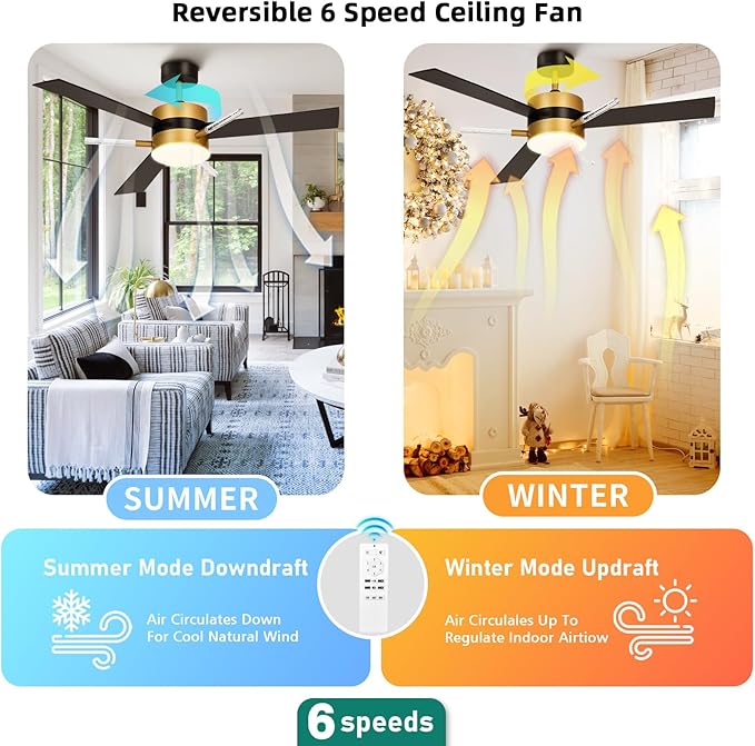YITAHOME 60 inch Ceiling Fan with Light and Remote, Crystal Rod Design, Modern Fanlight with Reversible Quiet Motor, Black Gold Indoor Ceiling Fan with 3 LED Colors, Memory Function