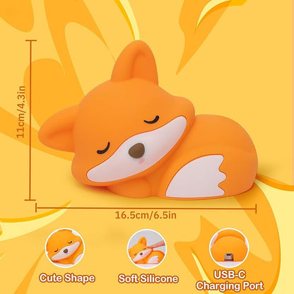 OkiyiD Fox Night Light for Boys Girls, Dimmable Squishy Fox Silicone Animal Lamp, Cute Foxes Gifts Decor Nightlight for Birthday Xmas Gifts